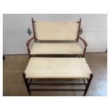 Woven Strap Settee and Ottoman Set