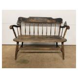 Painted Wood Windsor-Style Settee Bench