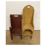 Pair Painted Primitive Wooden Chairs