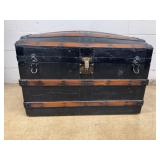 Large Dome Top Wood and Metal Trunk