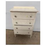 White Painted 4-Drawer Wood Dresser