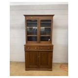 Vtg. Step-back Cupboard with Glass Doors