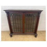 Mahogany Glass-Front Bookcase Cabinet