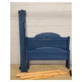 Blue Painted Wooden Twin Bed Frame