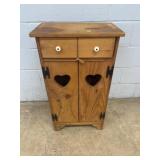 Pine Wood Cabinet with Heart Cutouts