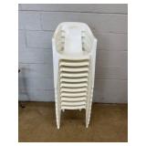 10 White Stackable Plastic Chairs