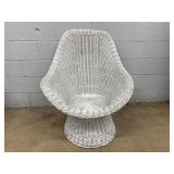White Wicker Swivel Pod Chair