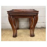 3 Carved Wood Nesting Tables