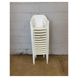 10 White Plastic Stackable Chairs