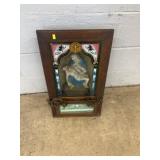 Religious Art in Wood Frame w/ Candle Holders