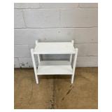 White Painted Wood 2-Tier Side Table
