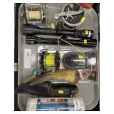 Fishing Reels w/ Rifle Scopes & Powder Horn