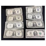 (7) Silver Certificates w/ $2 Bill