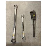 (2) Craftsman Comb. Wrenches w/ 15" Pipe Wrench