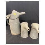 (3) Galvanized Oil Cans