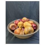 Pottery Bowl w/ Wooden Fruit