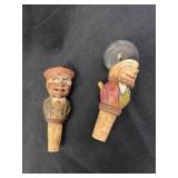 (2) European Carved Wood Bottle Tops