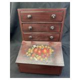 Paint Decorated Slant Lid Storage Box