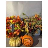 Autumn Floral Arrangement and Faux Pumpkin