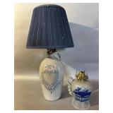 Stoneware Lamp and Miniature Jug Oil Lamp