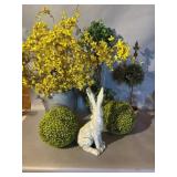 Garden Decor Lot with Rabbit Statue
