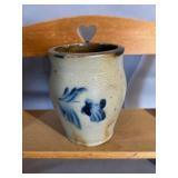Salt Glaze Stoneware Jar with Cobalt Decor