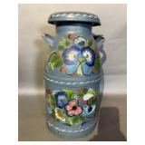 Hand-Painted Metal Milk Can with Lid