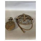 Two Metal and Wood Pulleys