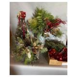 Artificial Holiday Decor and Ornaments Lot