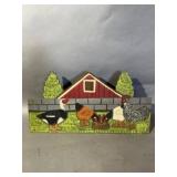 1997 Signed Menno Folk Art Painted Wood Barn Scene