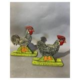 Folk Art Wood Chicken Figures by B.P. Menno