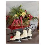 Festive Basket Arrangement on Metal Sled