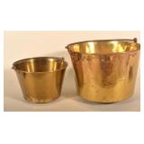 Two Graduated-Size Brass Chocolate Antique Kettles
