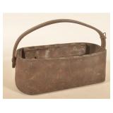 Unusual Antique Leather & Wood Carrier