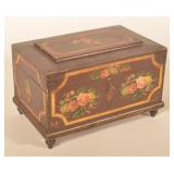 Antique Lehnware Paint & Decorated Sewing Box