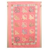 Antique Youth Size Basket Pattern Quilt