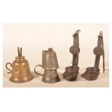 Group Antique 19th C. Lighting Incl. Betty Lamps