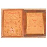Two 19th C. Antique Schoolgirl Samplers