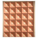 Vintage Log Cabin Hand-Stitched Quilt