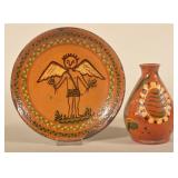 Mary & Greg Shooner Redware Plate & Vase