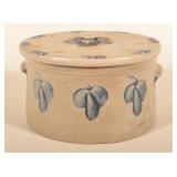 Peter Hermann Cobalt-Decorated Butter Crock & Lid