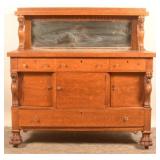 Antique Tiger Oak Server w/ Carved Lions