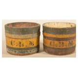Pair of Great Paint-Decorated Wood Dry Measures