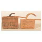 Two Antique Folk Art Snake Trick Slide-Lid Boxes