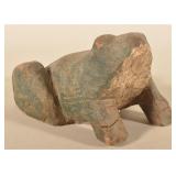 Large Folk Art Carved Wood Frog