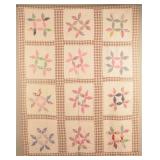 Vintage Applique Floral Wreath Paneled Quilt