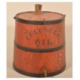 Red Painted & Stenciled Wood Kerosene Dispenser