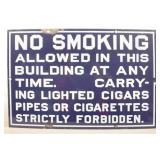 No Smoking Cigars or Cigarettes Porcelain Sign