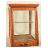 Unusual Oak & Glass Slide-Front Display Case