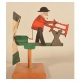 Folky Whirligig Man Sawing Wood